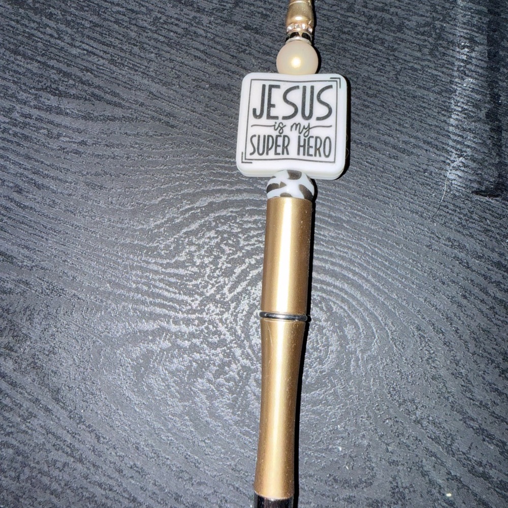 Gold and White Inspirational Pen